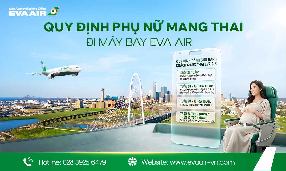 Quy định phụ nữ mang thai đi máy bay EVA Air