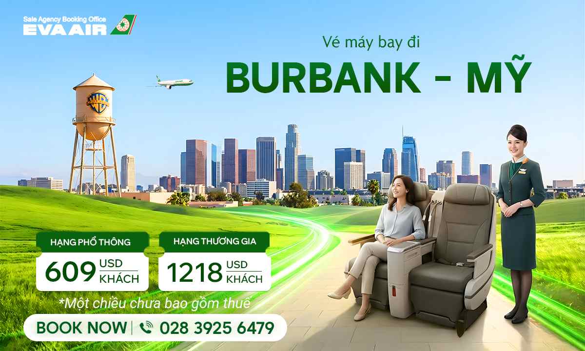 vé máy bay đi EVA Air đi Burbank