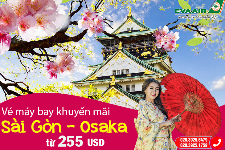 Vé máy bay EVA Air Sài Gòn đi Osaka