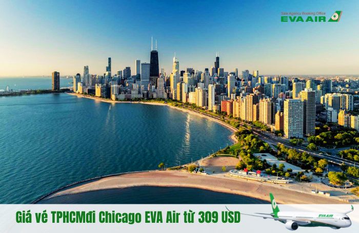 Giá vé EVA Air máy bay từ TPHCM đi Chicago