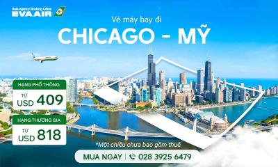 Vé máy bay đi Chicago Eva Air